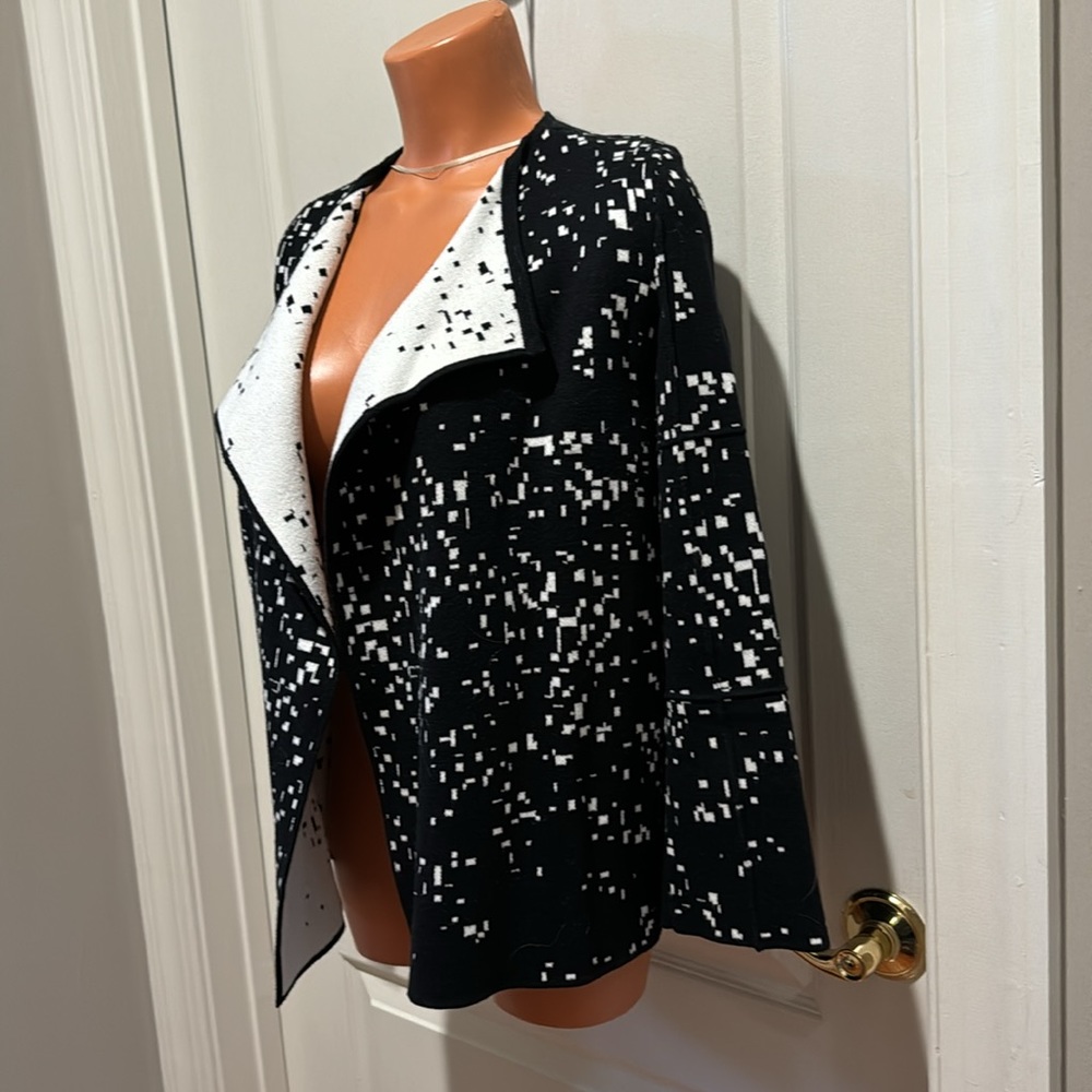 ALFANI Confetti Contrast Open Drape Sweater Cardigan Petite Small PS SP $80 EUC - Picture 5 of 11